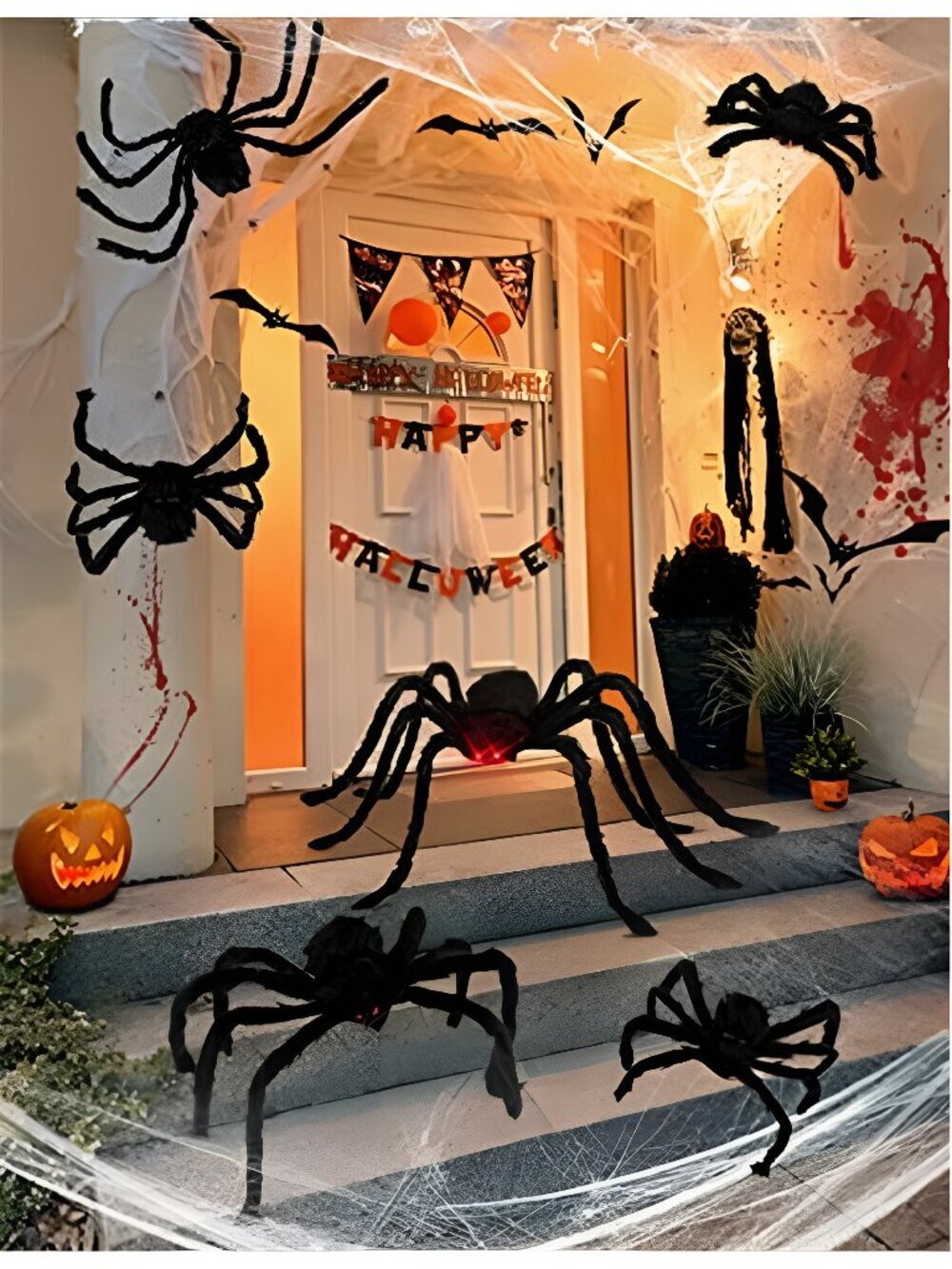 Halloween Plush Spider Set, 6 Pack Scary Fake Spiders in Different Sizes